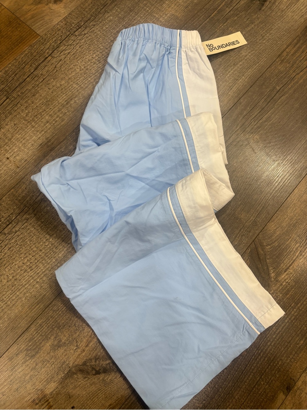 No Boundaries Light Blue Joggers with White Side Stripe